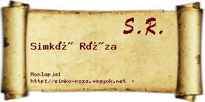 Simkó Róza névjegykártya